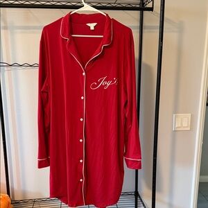 Charter Club Red Button-Down Sleep Shirt